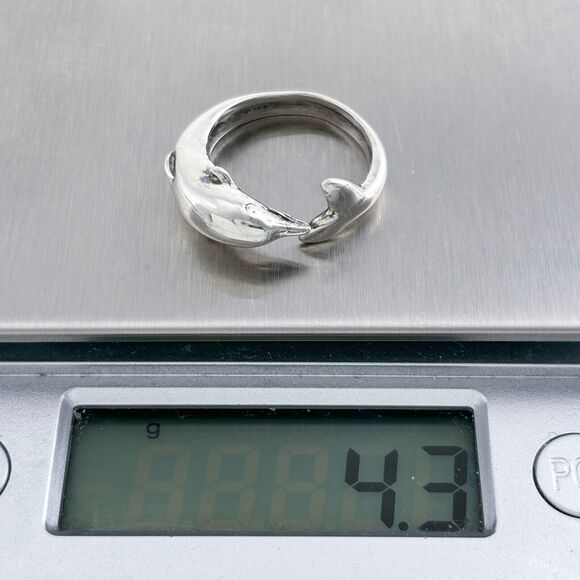 Vintage Sterling Silver 925 Dolphin Wrap Ring Size 7 - Picture 5 of 5